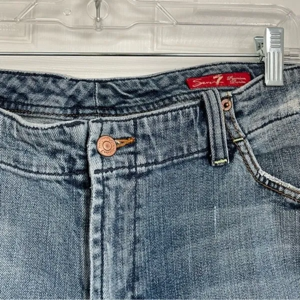 7 For All Mankind high rise straight leg cutoff jeans blue denim size 18 - Image 2