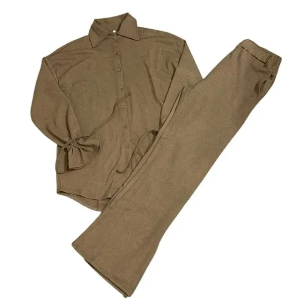 Women’s Beige Stretchy Pants Set(Size Small) Tan - Image 3