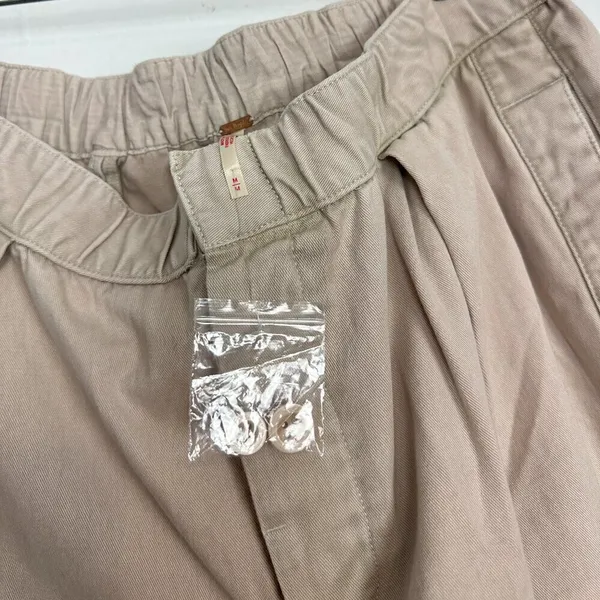 FREE PEOPLE After Love Roll Cuff Wide Leg Pants in Sandshell Size Medium - Image 7