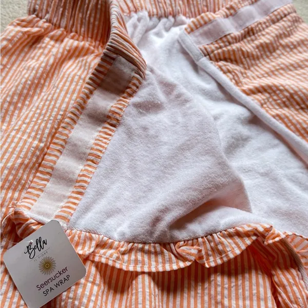 Bella ifiore peach seersucker spa wrap Pink - Image 5
