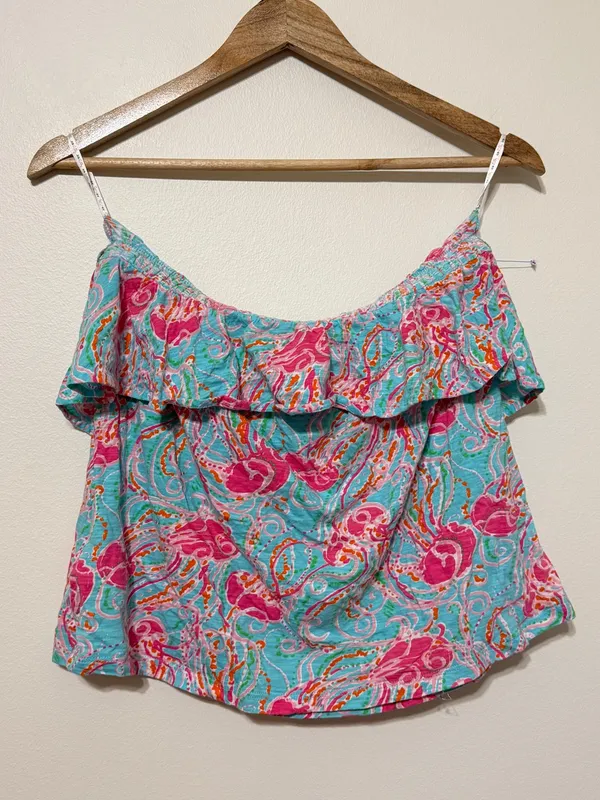 Lilly Pulitzer Tropical Jellyfish Strapless Top Size XL Vacation beach - Image 6