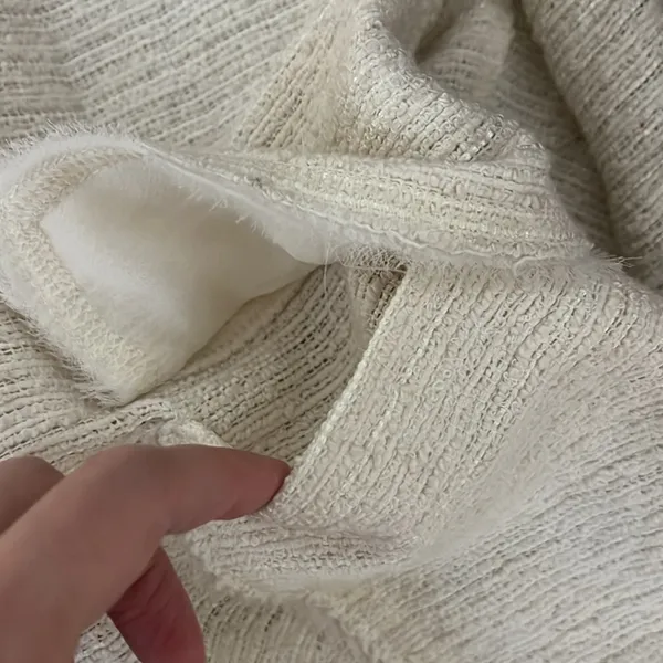 Zara Cream Tweed Long Cardigan Small - Image 9