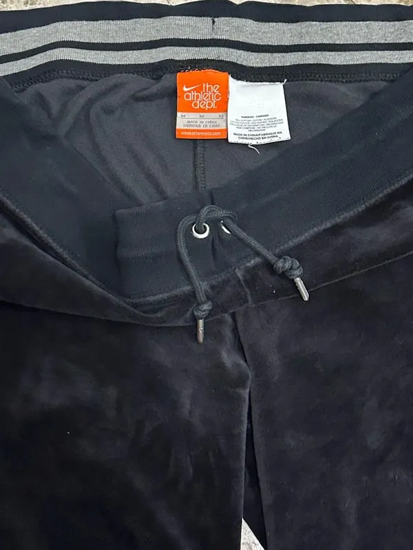 Vintage Nike Black Velour Sweatpants Medium M 8.5” Rise Track Pants Y2K - Image 6