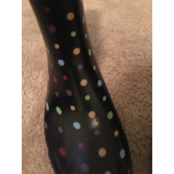 Merona Women's Polka Dot Rain Boots Rubber Boots Water Black Size 9 - Image 2