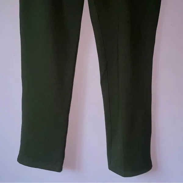 Quince Size L Ultra Stretch Ponte Dark Green Pull On Trouser Pants - Image 3