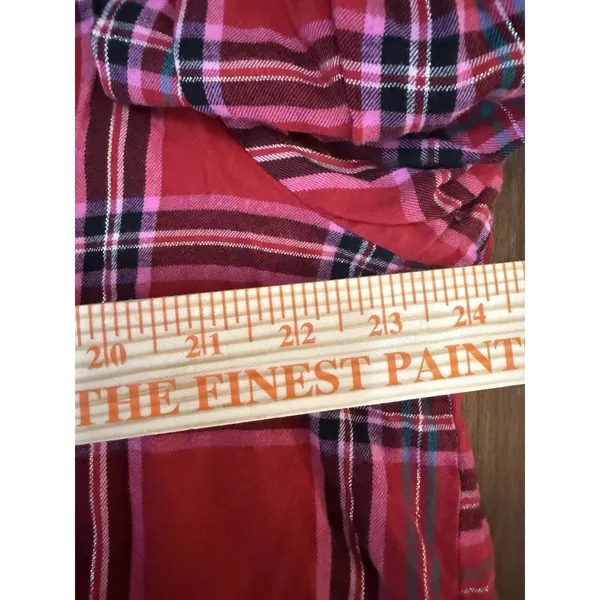 Victoria's Secret Plaid PJ Pajama Set Size XLarge Red Pink Drawstring Button up - Image 5