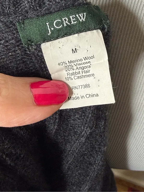 J. Crew Vintage Gray Cable Knit V-Neck Sweater - Image 4