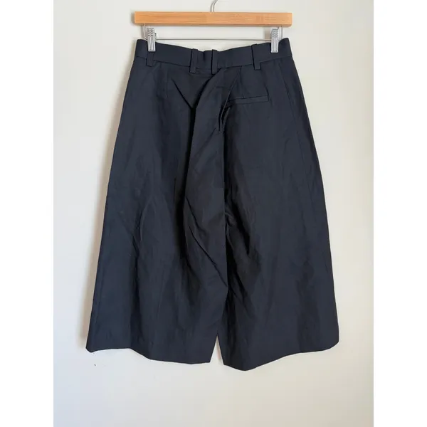 COS Wide Leg Culottes Women 4 Black Linen Blend Crop Pants - Image 3