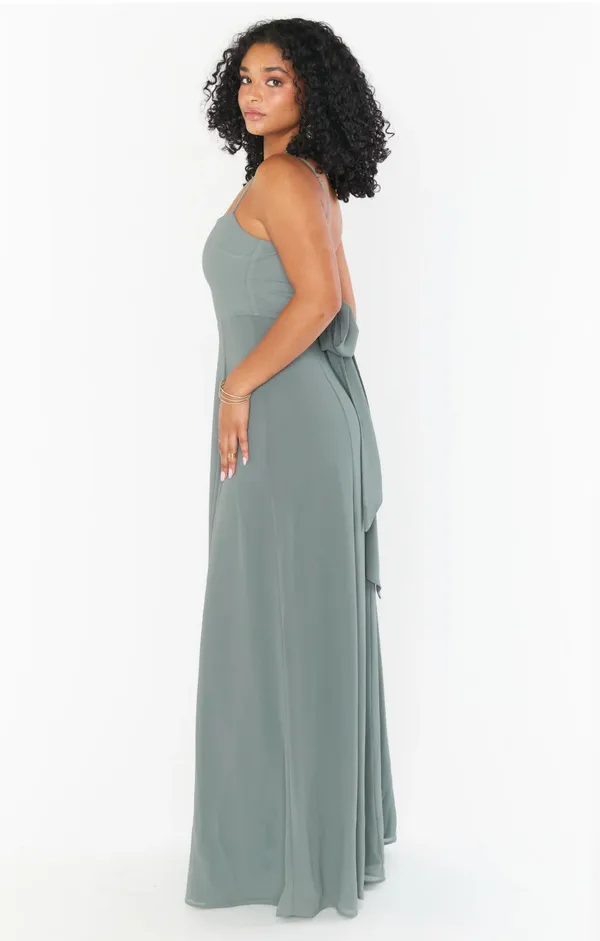 Show Me Your Mumu Lauren Tie Maxi Dress in Deep Sage Chiffon $148 NWT XXL - Image 2