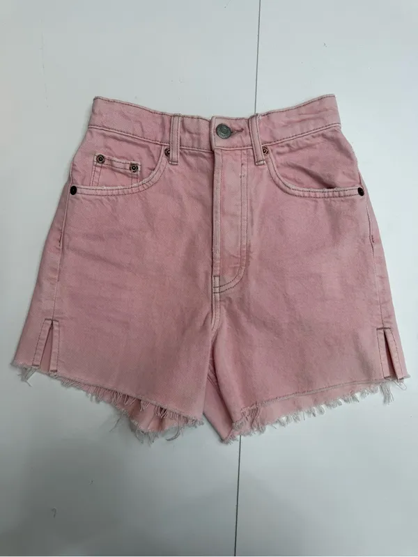 Zara Dusty Pink Frayed Denim Shorts size 0 - Image 3