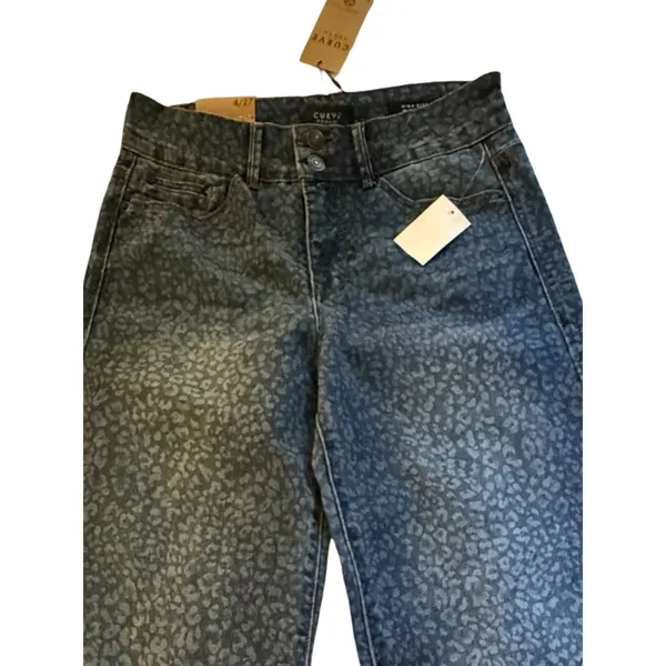Curve Appeal Jeans Womens Size 4 High Rise Wide Leg Leopard Print Cotton NWT - Image 14