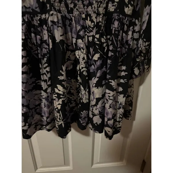 By Anthropologie Corset Mini Dress Black Motif Floral Button Front Size‎ 14 NEW - Image 11