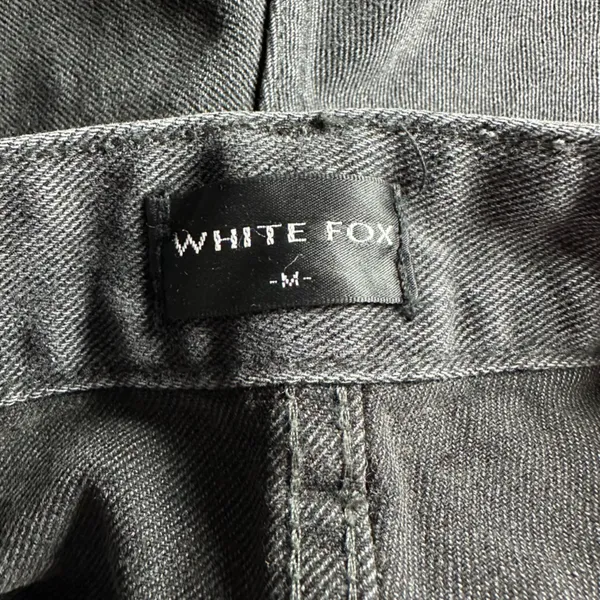 White Fox Denim Shorts Gray / Black Distressed Raw Hem High Rise Size M NWT - Image 7