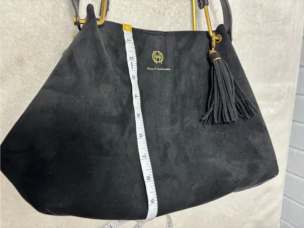 House Of Harlow 1960 Black Faux Suede Luxe‎ Satchel Wristlet Bag - Image 6