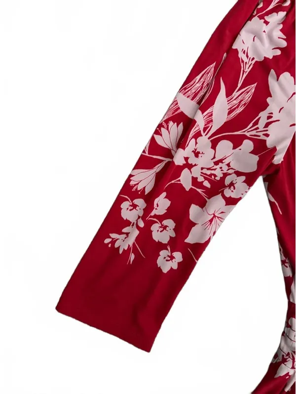 London Times Dress Size 10 Red Floral Cottage Coquette Girl Retro Tropical Flare - Image 8