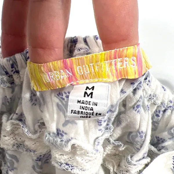 Urban Outfitters Floral Babydoll Crop Medium Blue‎ White Boho Festival Cottage - Image 5