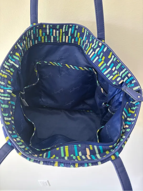 Vera Bradley Trimmed Laptop Tote Katalina Showers Blue Green Shoulder Bag Travel - Image 8