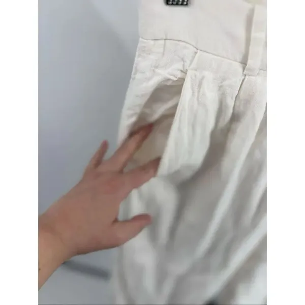 Abercrombie & Fitch White Wide Leg Linen Blend Pants Size 10 - Image 5