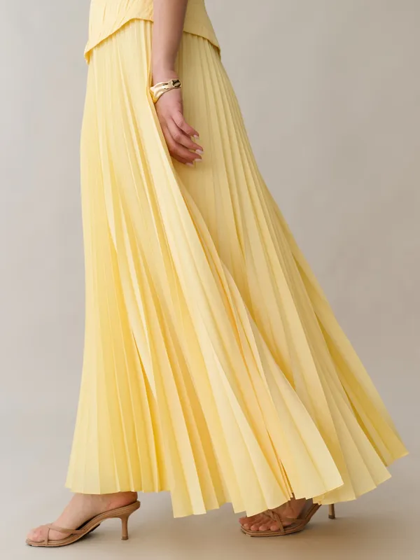 NWT Few Moda Ada Maxi Dress size 6 yellow pleated strapless Amur o.p.t - Image 2