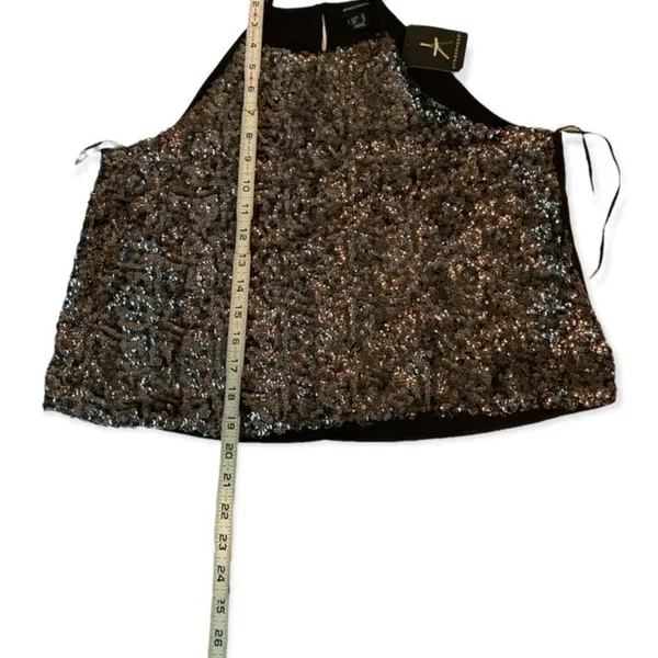 Y2K Party Glam Atmosphere Black Silver Sequin Halter Tank Top NWT Size M 8 - Image 8