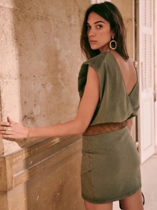Sézane Ellen Dress in Vert Fade out - Image 3