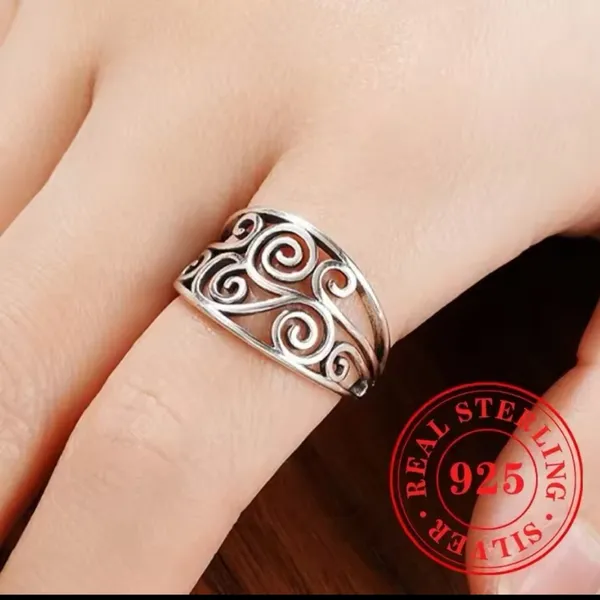 NEW Solid Heavy Boho Filigree 925 Sterling Silver Ring, Size 7‎ - Image 2