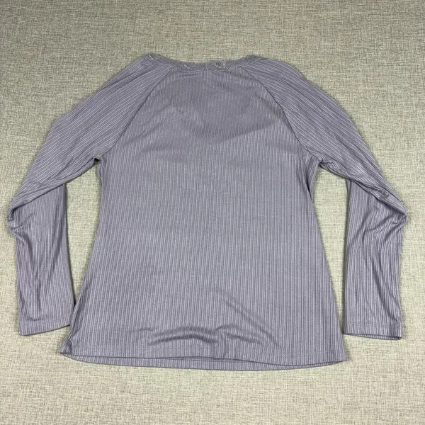 Soma‎ Pajama Top Womens XS Purple Cool Nights Henley Long Sleeve Sleepwear - Image 7