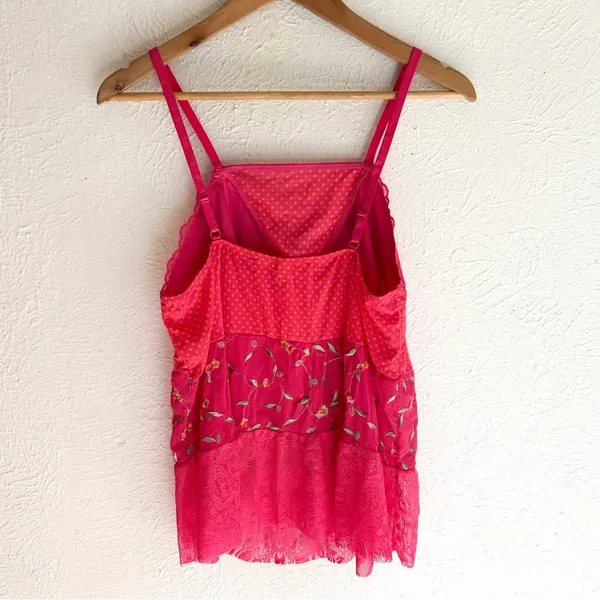 Y2K Victoria’s Secret Pink Mesh & Lace Embroidered Babydoll Cami Large - Image 3