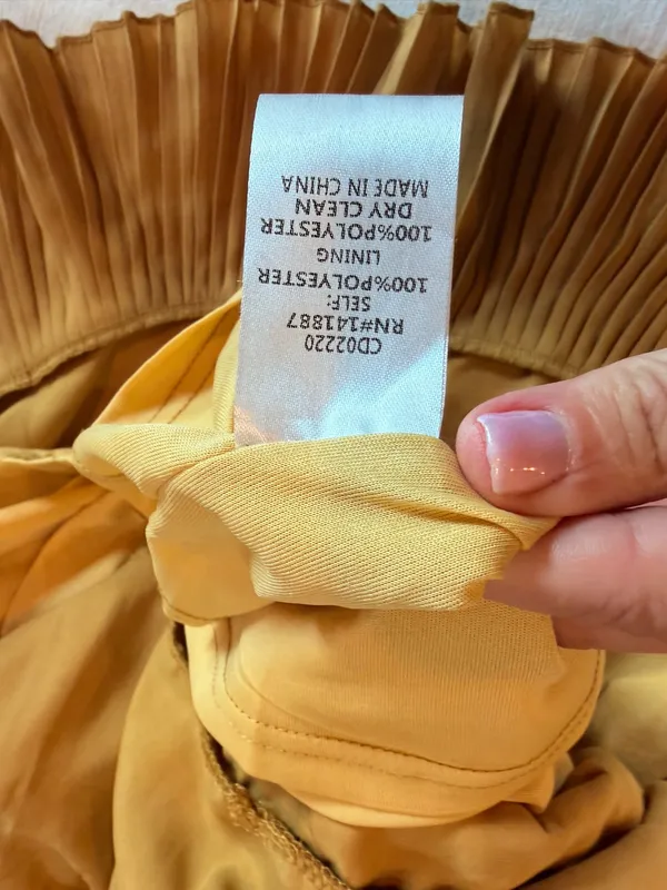 TCEC Metallic Gold Pleated Ruffle Mini Dress M Party Holiday - Image 5