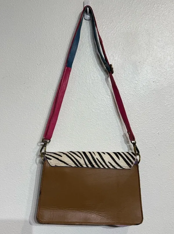 Pink Zebra Leather Crossbody Purse - Image 10