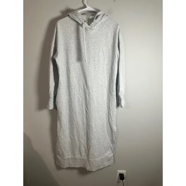 COS Relaxed Fit Maxi Sweatshirt Dress Heather Gray‎ Hooded Cotton Fleece Small - Image 2