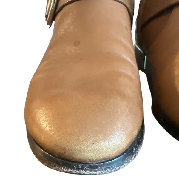Tory Burch Sofia 40343 Cognac Leather Riding Boots Gold Buckle 8.5 - Image 9