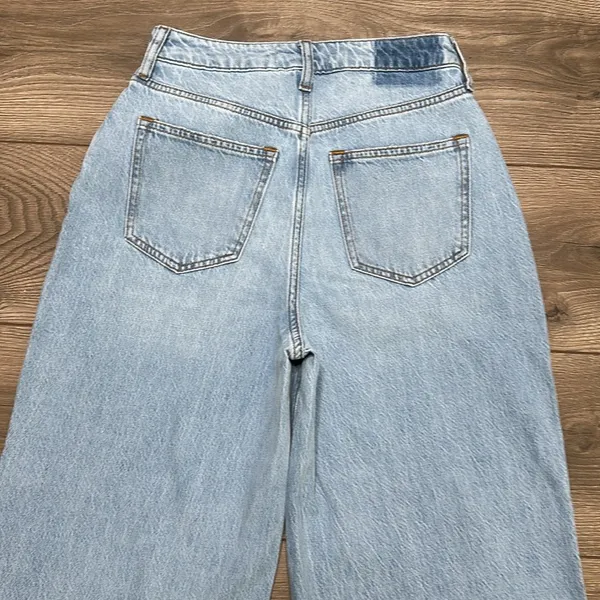 Abercrombie & Fitch Wide Leg High Rise Curve Love Blue Jeans Size 24 - Image 7