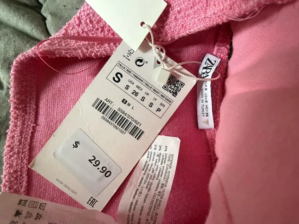 ZARA Pink Corset Top Small Tweed Bralette Crop - Image 4