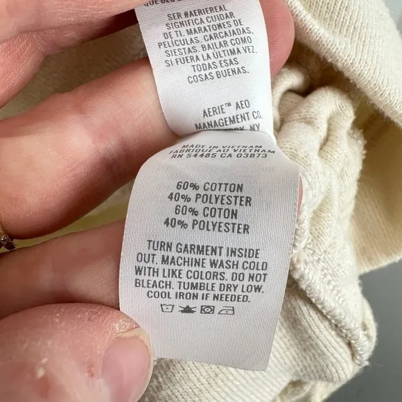 Aerie Women's‎ Size Small Cream Ruched Side Hoodie Sweatshirt Casual Loungewear - Image 8