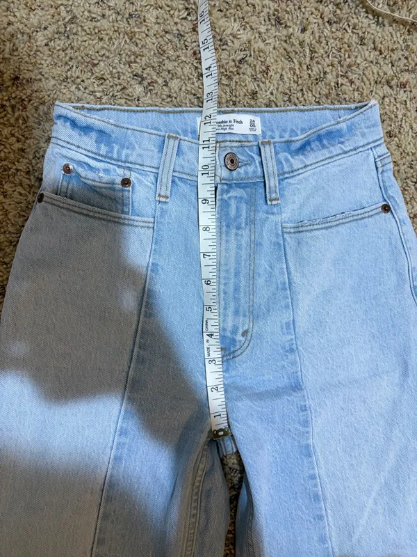 Abercrombie & Fitch Curve Love 90s Straight High Rise Jeans Two Tone 24/00 LONG - Image 5