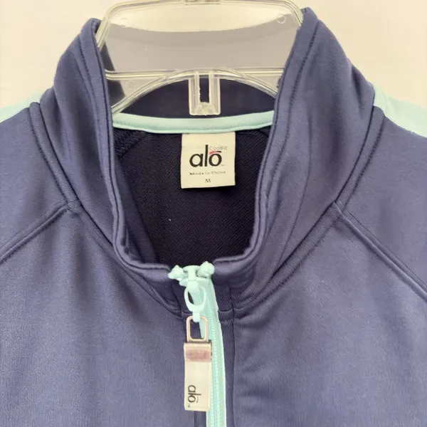 Alo Yoga CoolFit Jacket Womens Navy Blue Colorblock Full‎ Zip Running Medium - Image 5