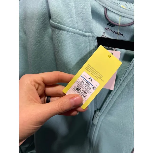All in Motion Cotton Fleece Full Zip Hoodie Mint Teal Green‎ XL Cozy Athleisure - Image 5