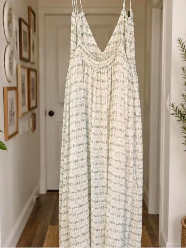 Blush Green and white striped tie dye maxi dress - Image 2