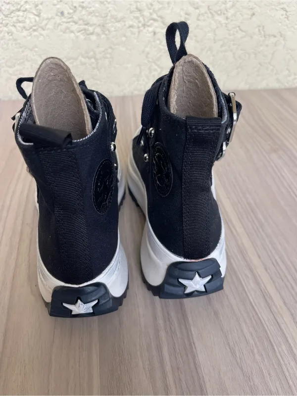 Converse Black Platform High-Top Sneakers with Silver Buckles - Image 3