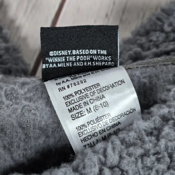 Disney Winnie the Pooh‎ Sherpa Fleece Sleepwear Top M Gray "Ok But First Hunny" - Image 6