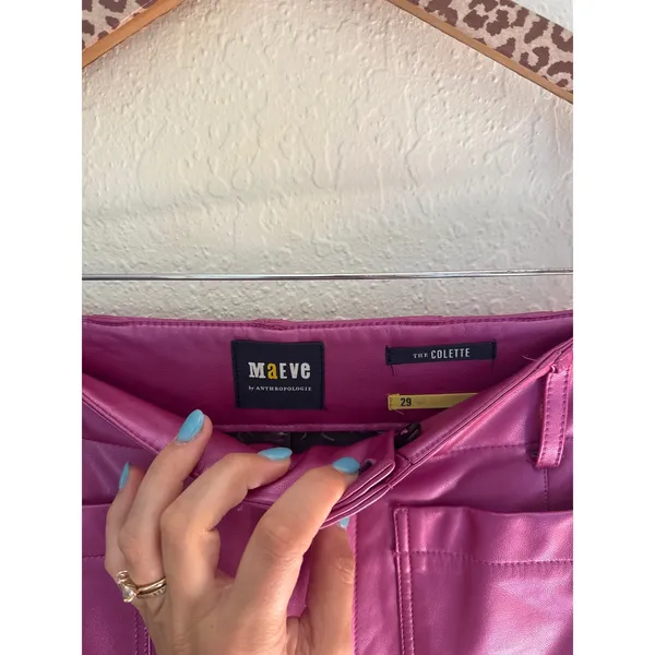 MAEVE The Colette Cropped Wide Leg Vegan Leather Pants in Rose Size 29 - Image 5