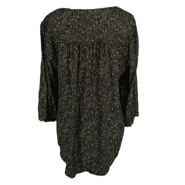 Torrid Womens Blouse Sz 2 2X 18 20 Black Gold Crepe Chain Detail 3/4‎ Sleeve - Image 6