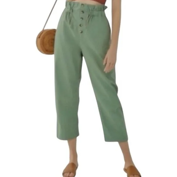 Urban Outfitters Terra medium paperbag waist cropped pant P2 3409 - Image 12