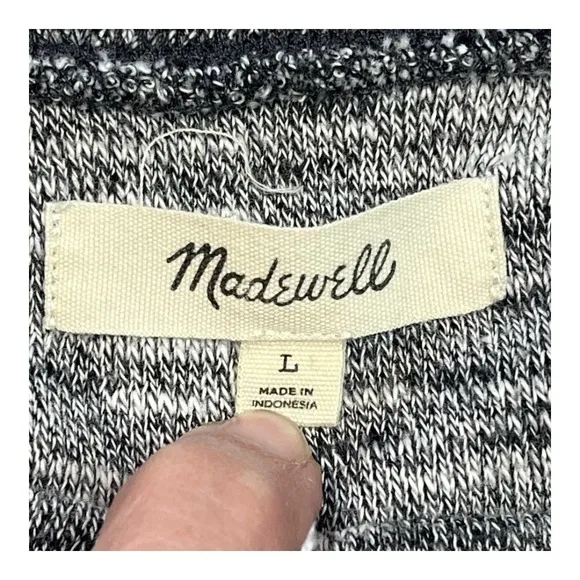 Madewell Space Dye Puff Sleeve‎ Sweatshirt Womens Large Grey Marled Casual Top - Image 8