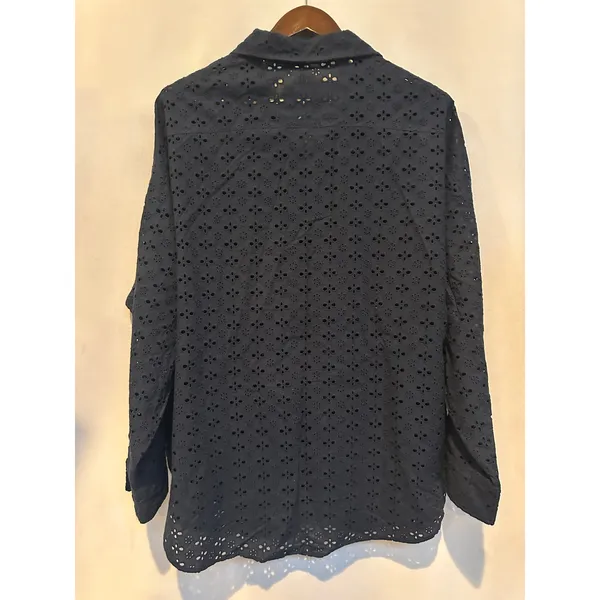 Women’s Maurices Navy Blue Eyelet Button Down Size XXL - Image 4