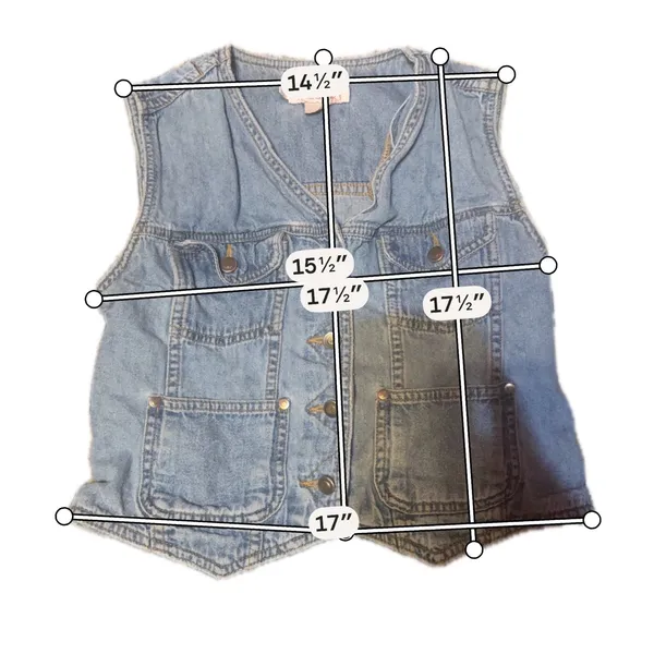 Vintage Rafaella Women Small Denim Utility Vest Sleeveless Button Up 4-Pocket 90 - Image 5