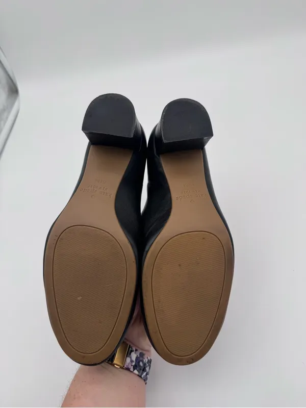 Kate Spade New York Yasmin Scalloped Block Heel Pumps Black Leather Size 6.5 - Image 9