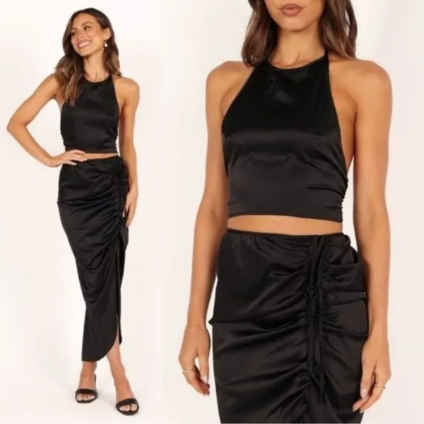 Mable x Petal & Pup NEW Angelique Open Back Crop Two Piece Set Midi Dress Size L - Image 5