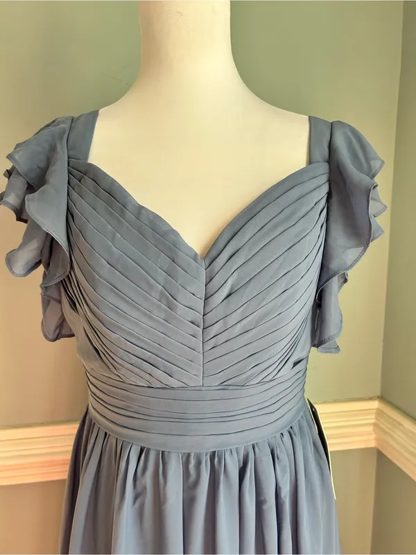 Ruffled Sleeve Maxi Dress in Dusty Blue size 10 - Image 2